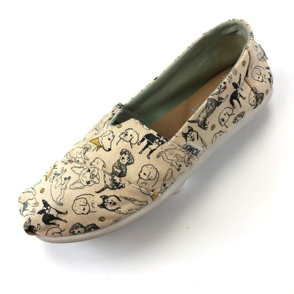 Toms Belmont Office Dogs Limited Edition cream canvas all breeds shoes Size 7 - Picture 2 of 9